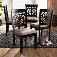 Baxton Studio RH310C-Sand/Dark Brown-DC-4PK Jackson Modern and Contemporary Sand Fabric Upholstered and Espresso Brown Finished Wood 4-Piece Dining Chair Set